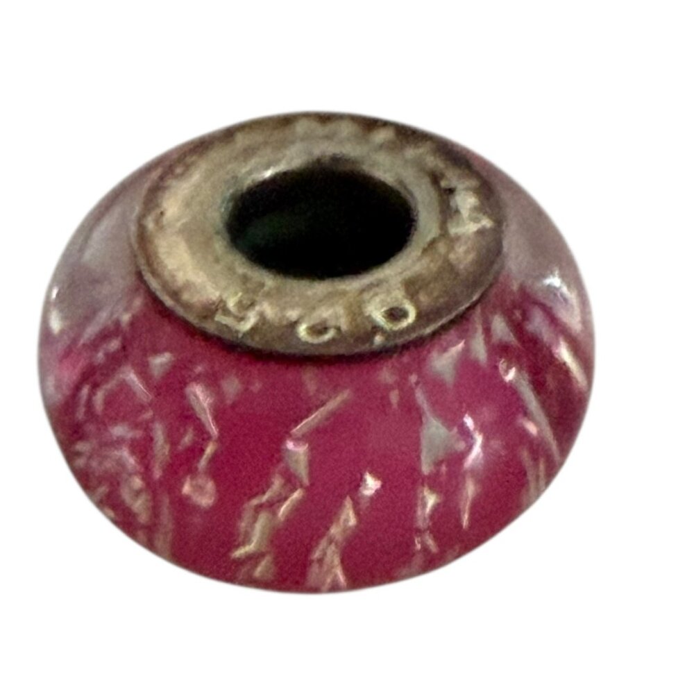 Chamilia silver 925 Bright pink confetti Murano bracelet charm bead